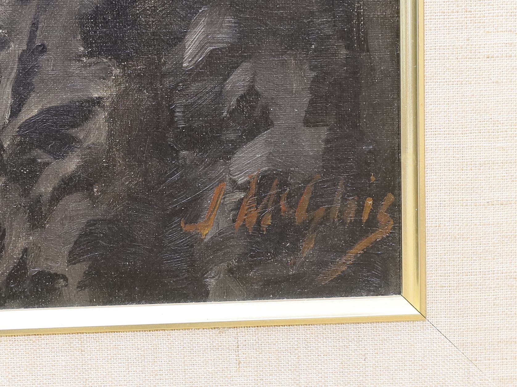 J. McGlais, oil on board, Portrait of an elderly lady, signed, 33 x 26cm